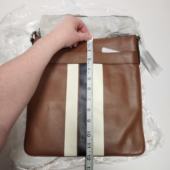 Coach New York Brown Pebbled Leather Charles Varsity Stripe Bag New W Tag - Picture 5 of 13